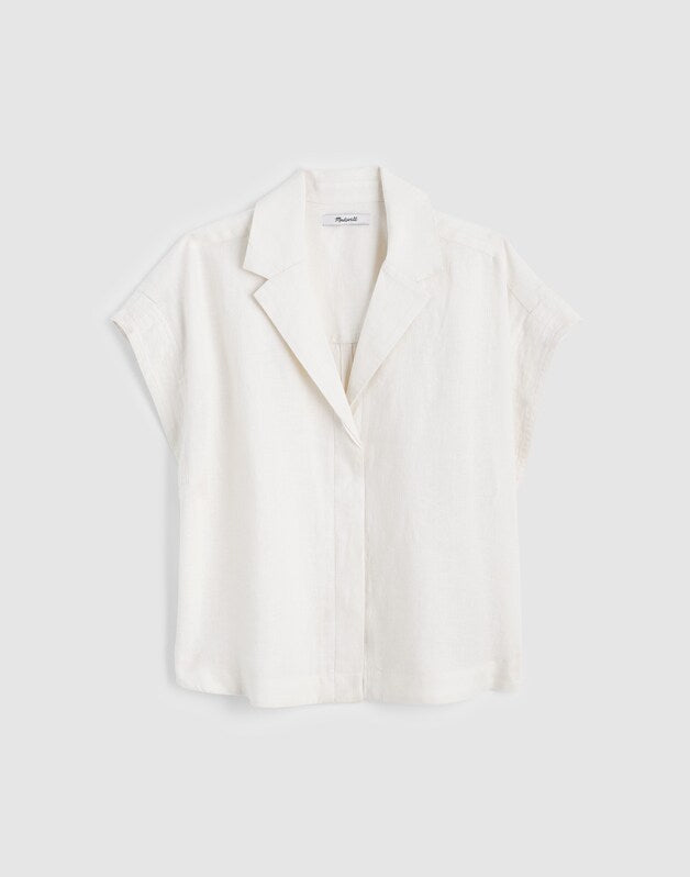 Notch-Collar Shirt in 100% Linen IVORY LINEN