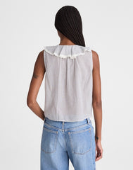 The Blaire Sleeveless Top BLUE WHITE MICRO STRIPE