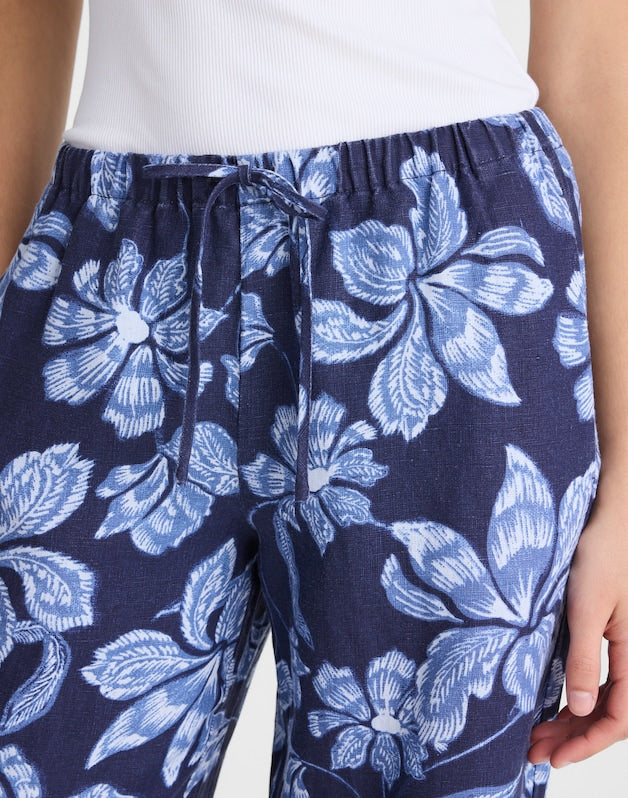 Pull-On Pants in 100% Linen CLASSIC INDIGO