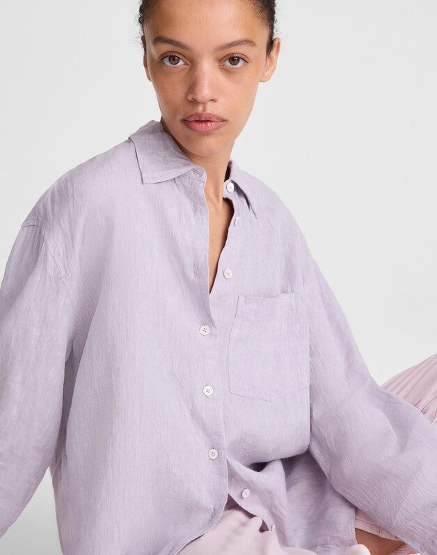 The Easy Shirt in 100% Linen LILAC CHAMBRAY