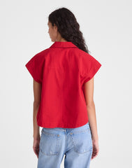 Notch-Collar Shirt in Seersucker RED CURRANT