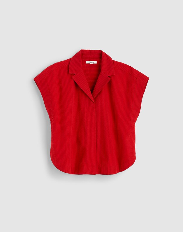 Notch-Collar Shirt in Seersucker RED CURRANT