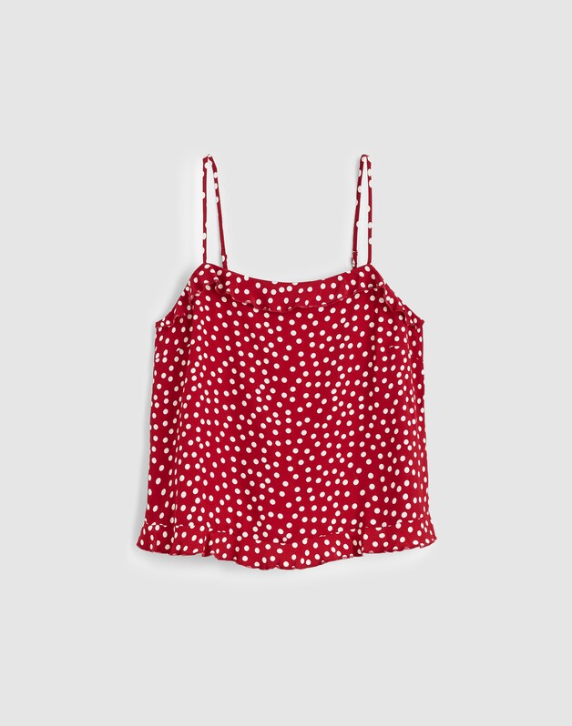 Ruffled Cami Top RED CURRANT