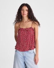 Ruffled Cami Top RED CURRANT
