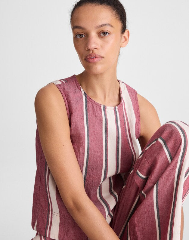 Shell Top in 100% Linen RED CURRANT