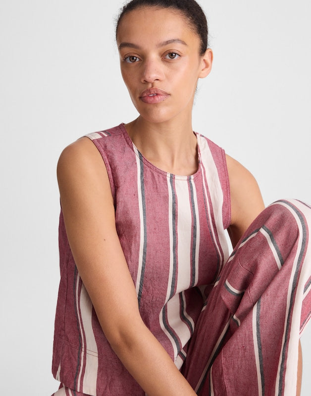 Shell Top in 100% Linen RED CURRANT
