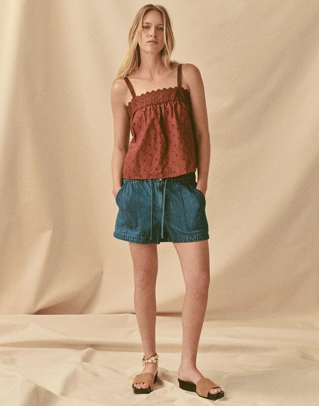 Embroidered Eyelet Tank DUSTY MERLOT