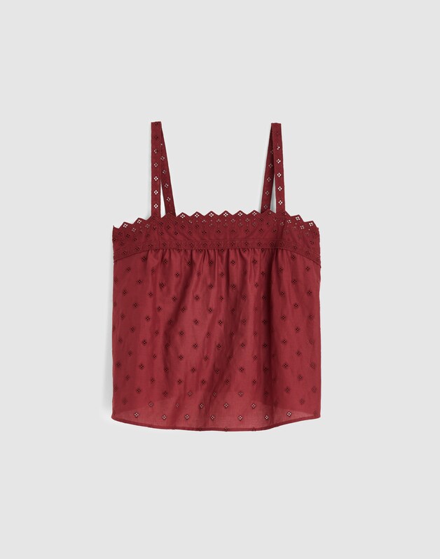Embroidered Eyelet Tank DUSTY MERLOT
