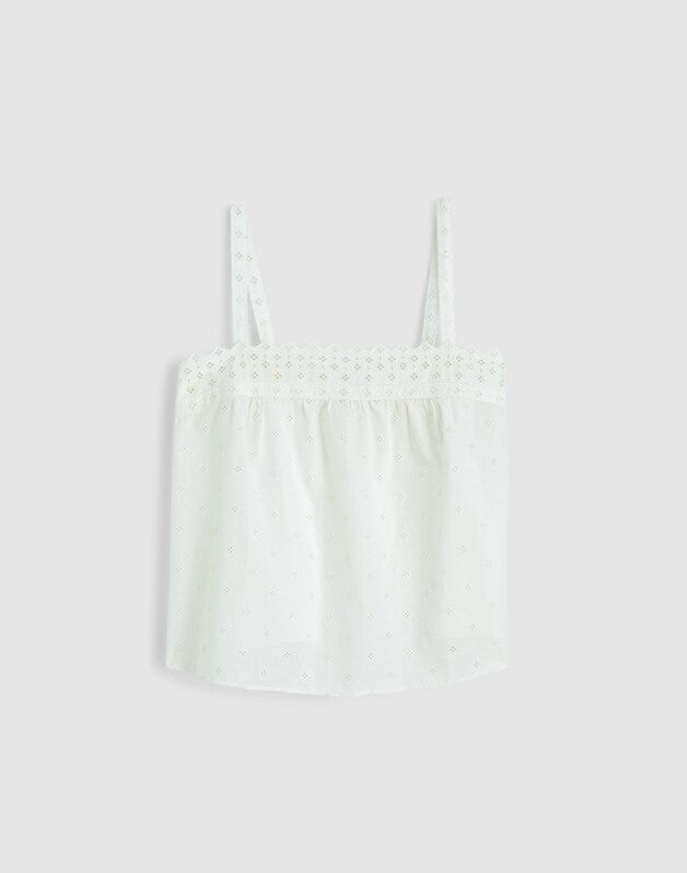 Embroidered Eyelet Tank WHITE