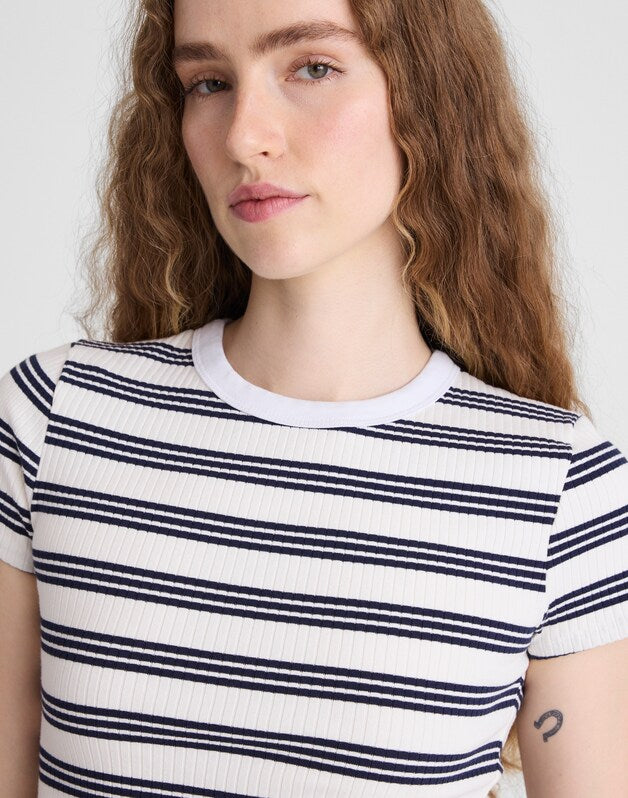 Crewneck Tee in Heavierweight Rib NAVY WHITE AS HEADER