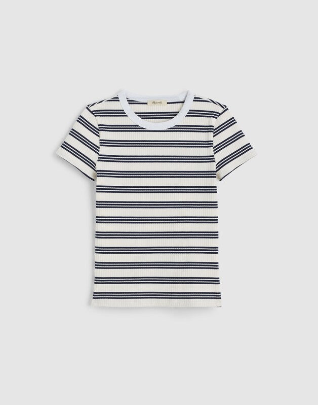 Crewneck Tee in Heavierweight Rib NAVY WHITE AS HEADER