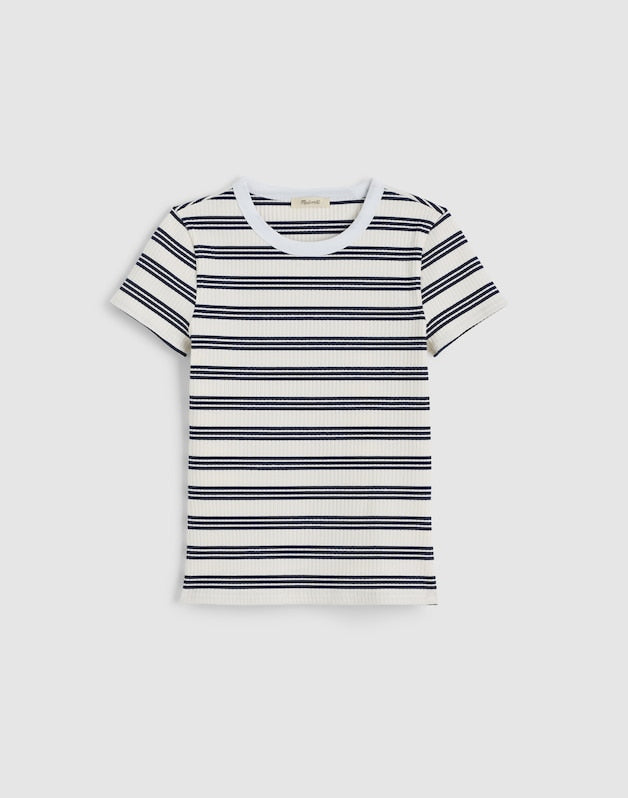 Crewneck Tee in Heavierweight Rib NAVY WHITE AS HEADER