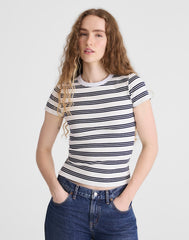 Crewneck Tee in Heavierweight Rib NAVY WHITE AS HEADER
