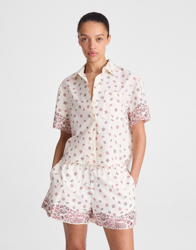 Patch-Pocket Boxy Shirt in Poplin VINTAGE IVORY