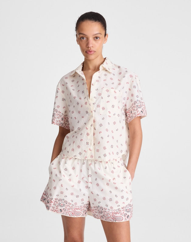 Patch-Pocket Boxy Shirt in Poplin VINTAGE IVORY