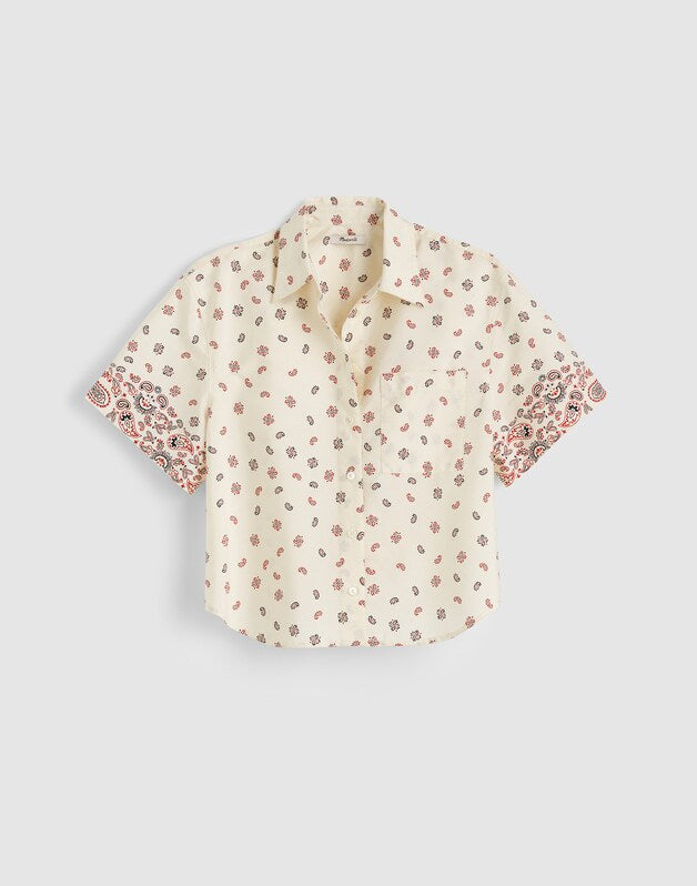 Patch-Pocket Boxy Shirt in Poplin VINTAGE IVORY