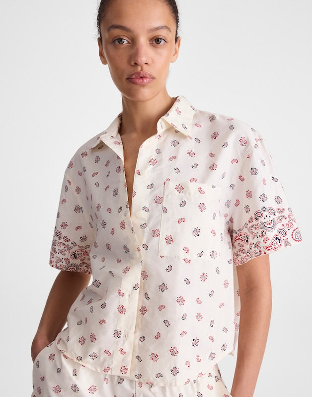 Patch-Pocket Boxy Shirt in Poplin VINTAGE IVORY