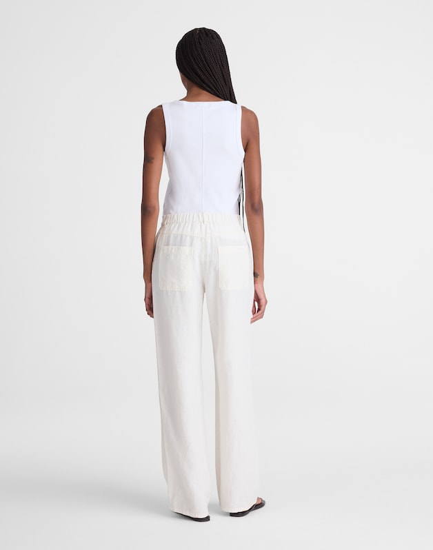 The Tall Zoe Relaxed Straight Pant in 100% Linen IVORY LINEN