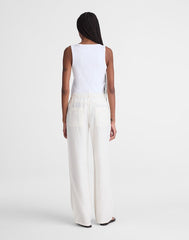 The Zoe Relaxed Straight Pant in 100% Linen IVORY LINEN