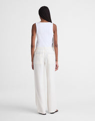 The Zoe Relaxed Straight Pant in 100% Linen IVORY LINEN