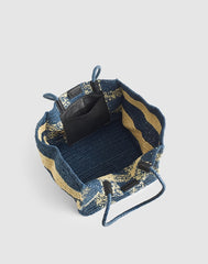 Handwoven Oversized Tote NAVY MULTI