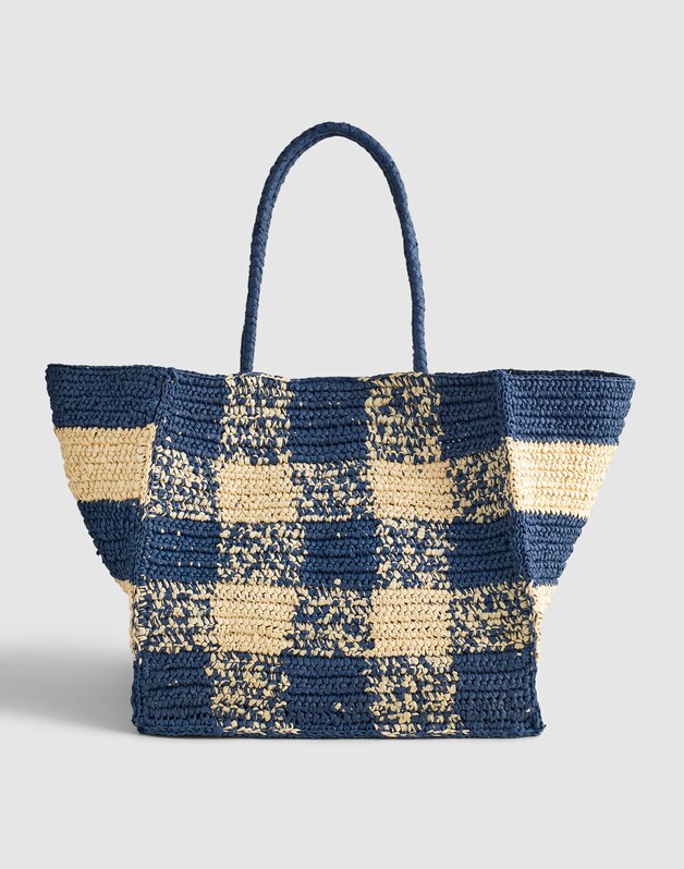 Handwoven Oversized Tote NAVY MULTI