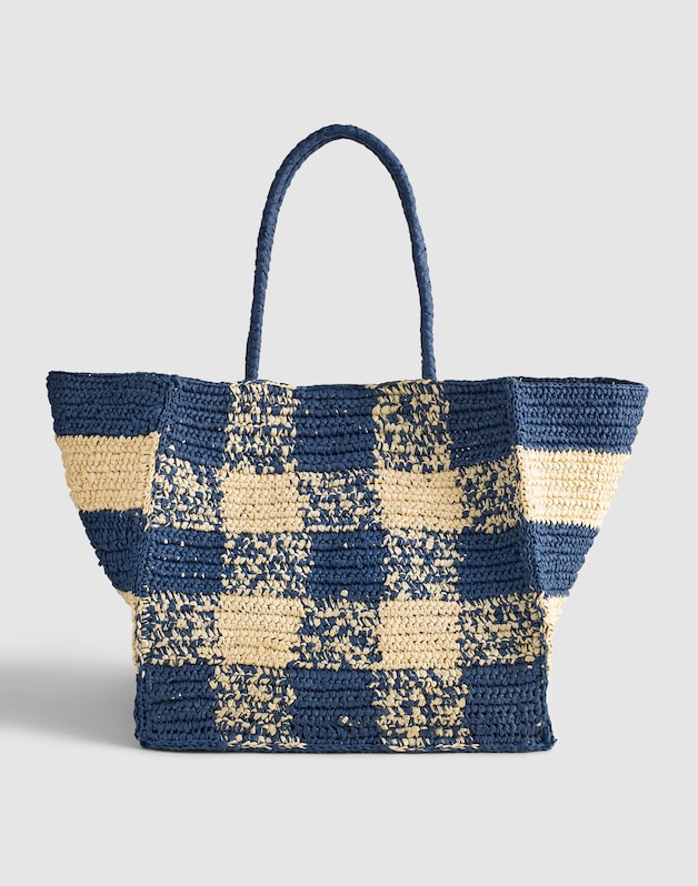 Handwoven Oversized Tote NAVY MULTI