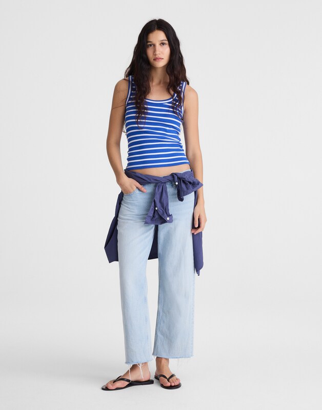 The '90s Scoopneck Tank in Compact Cotton ELECTRIC BLUE