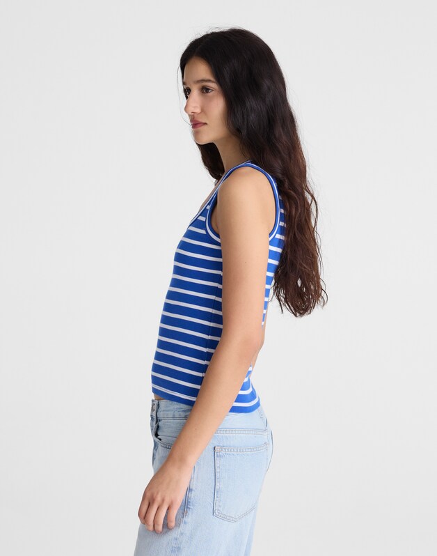 The '90s Scoopneck Tank in Compact Cotton ELECTRIC BLUE
