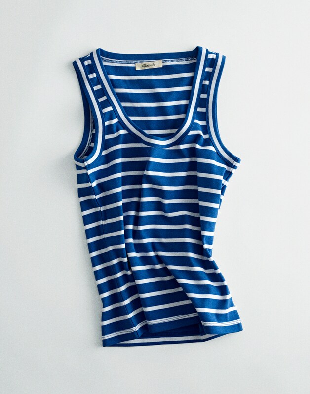 The '90s Scoopneck Tank in Compact Cotton ELECTRIC BLUE