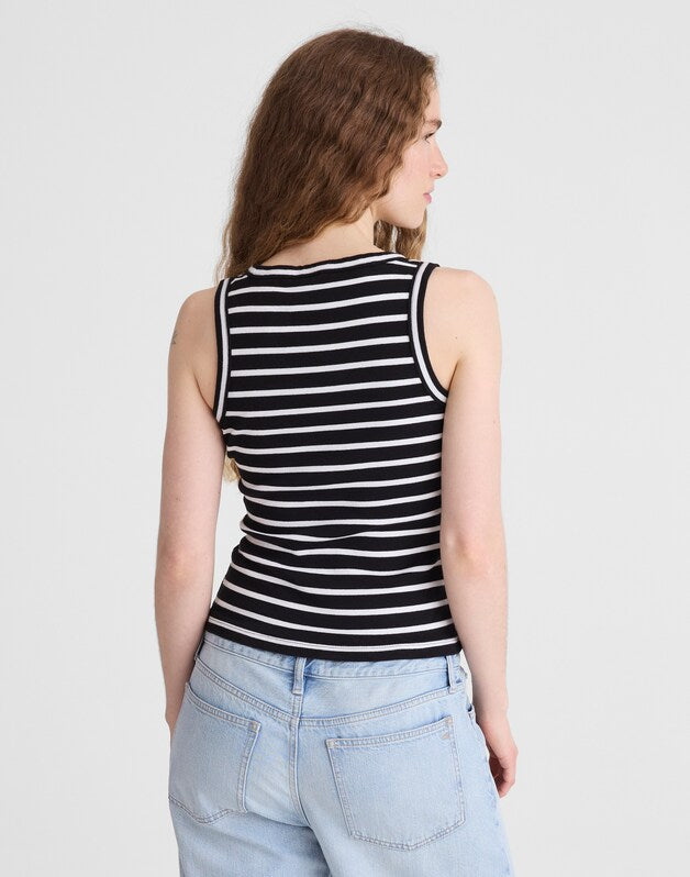 The '90s Scoopneck Tank in Compact Cotton JET BLACK