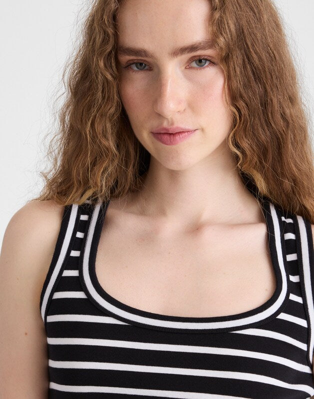 The '90s Scoopneck Tank in Compact Cotton JET BLACK