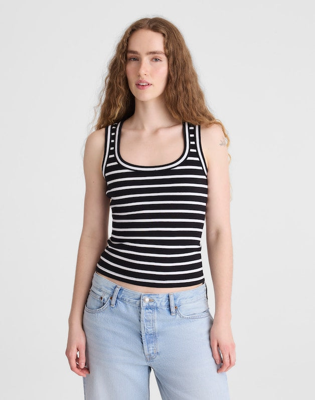 The '90s Scoopneck Tank in Compact Cotton JET BLACK