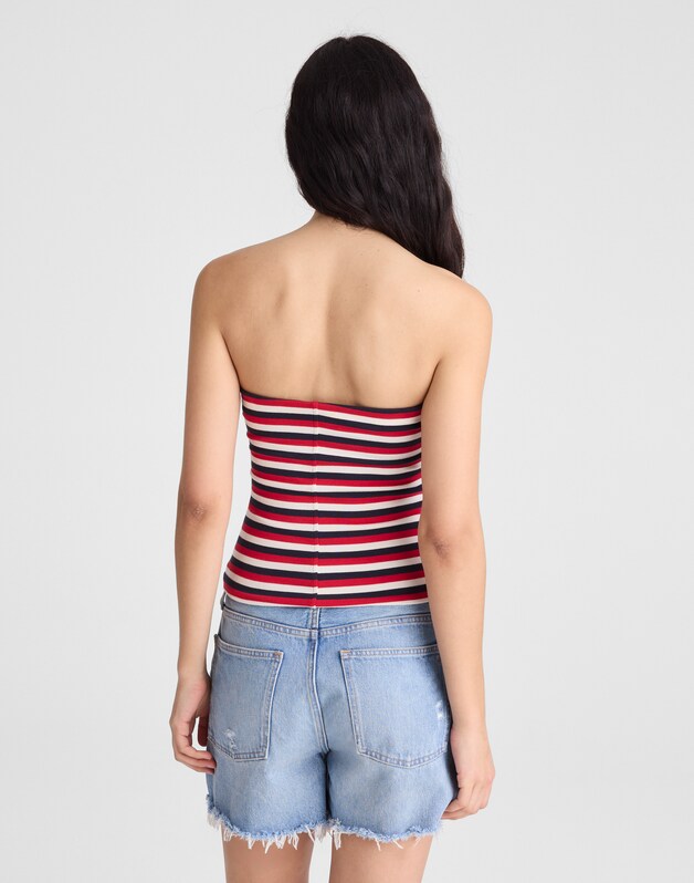 Knit Tube Top VARISTY RED TRICOLOR STRIPE