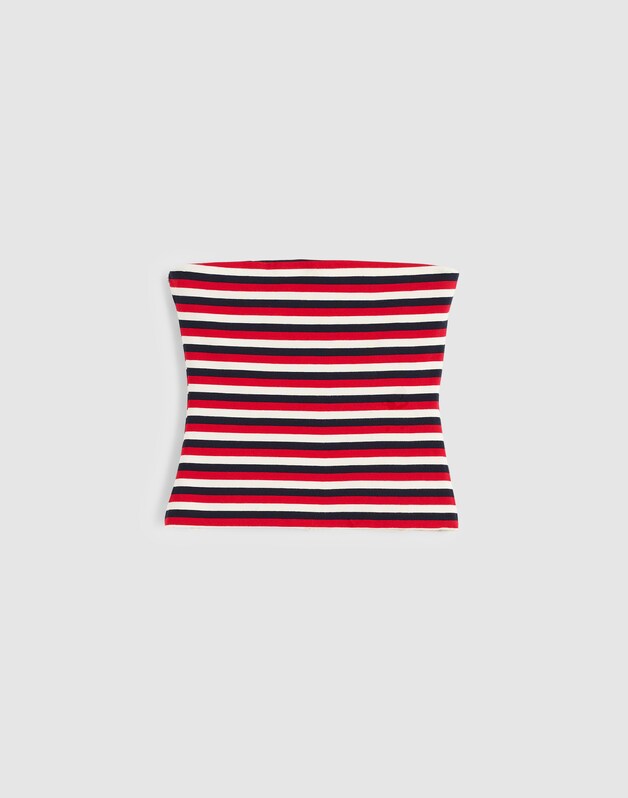 Knit Tube Top VARISTY RED TRICOLOR STRIPE