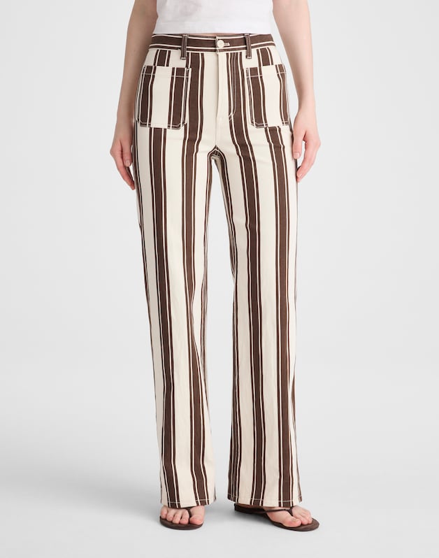 The Short Emmy Wide-Leg Pant DARK BROWN STRIPE