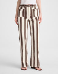The Emmy Wide-Leg Pant DARK BROWN STRIPE