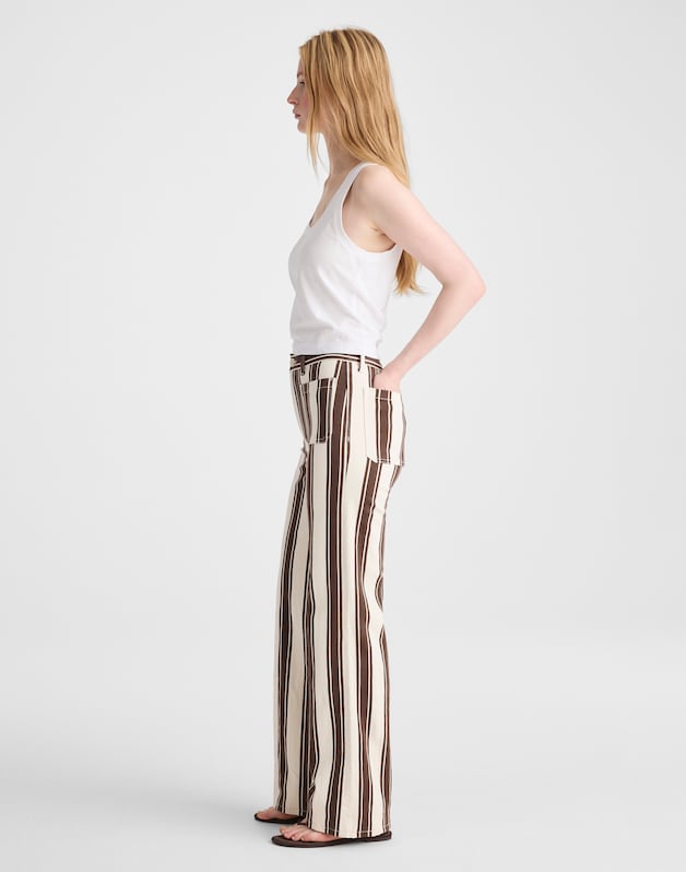 The Short Emmy Wide-Leg Pant DARK BROWN STRIPE
