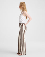 The Emmy Wide-Leg Pant DARK BROWN STRIPE