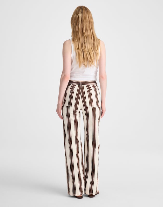 The Short Emmy Wide-Leg Pant DARK BROWN STRIPE