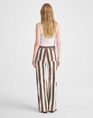 The Short Emmy Wide-Leg Pant DARK BROWN STRIPE