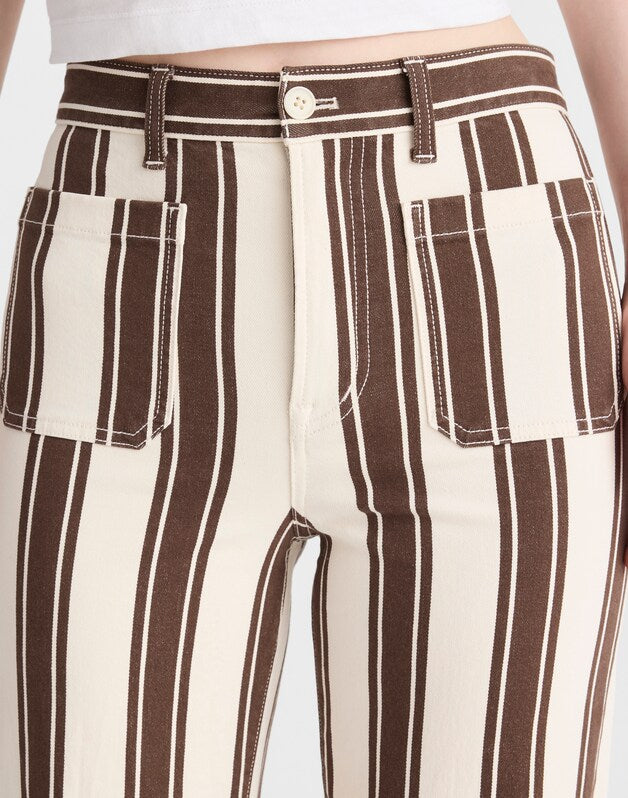 The Emmy Wide-Leg Pant DARK BROWN STRIPE
