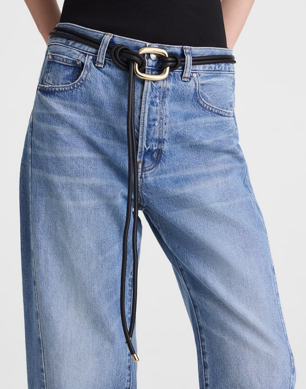 Sculpted-Buckle Tie Belt TRUE BLACK