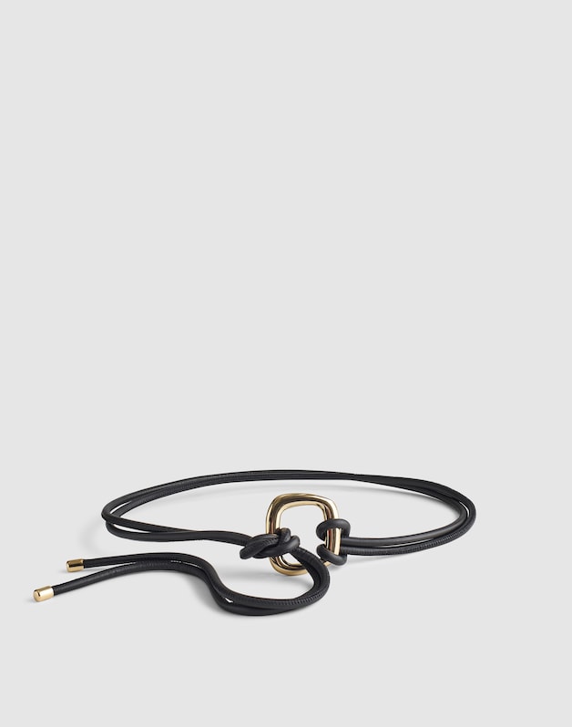 Sculpted-Buckle Tie Belt TRUE BLACK
