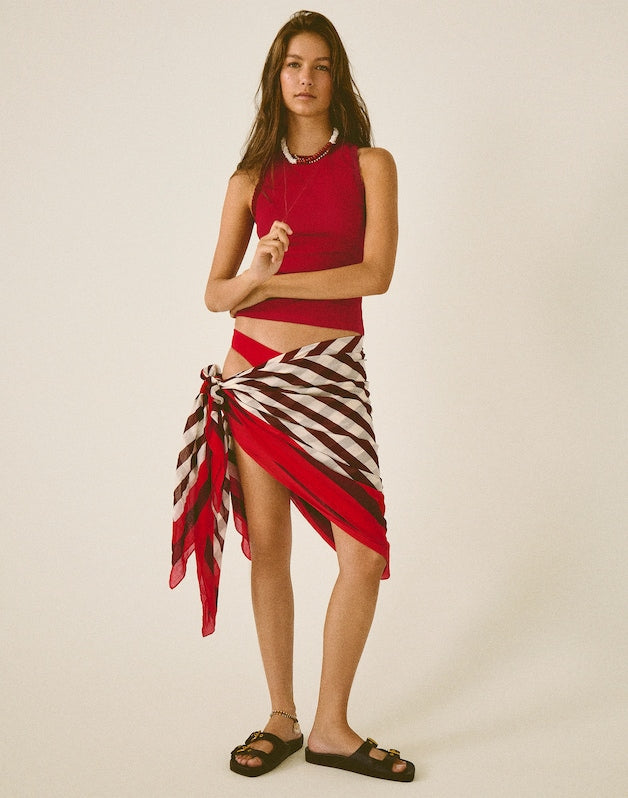 Striped Sarong BORDER STRIPE PLUM
