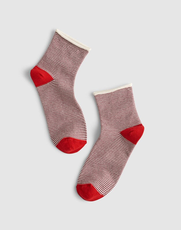 Contrast-Stripe Ankle Socks DUSTY MERLOT