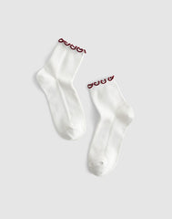 Ruffle-Trim Ankle Socks DUSTY MERLOT
