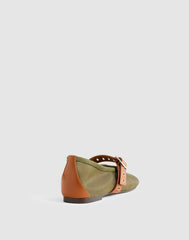 The Remy Mary Jane Flat in Mesh SAFARI KHAKI MULTI