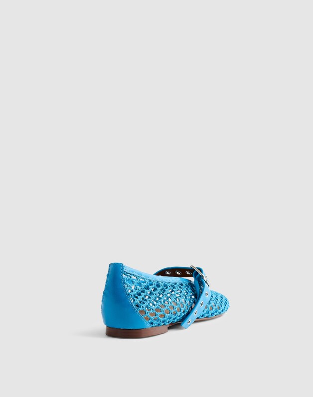 The Remy Mary Jane Flat in Fishnet TROPICAL BLUE
