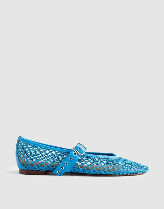 The Remy Mary Jane Flat in Fishnet TROPICAL BLUE